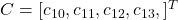 C=[c_{10},c_{11},c_{12},c_{13},⋯]^T