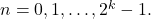 n=0,1,\dots ,2^k-1.