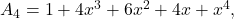 A_4=1+4x^3+6x^2+4x+x^4,